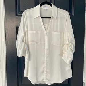 Silky White Button Down Blouse
